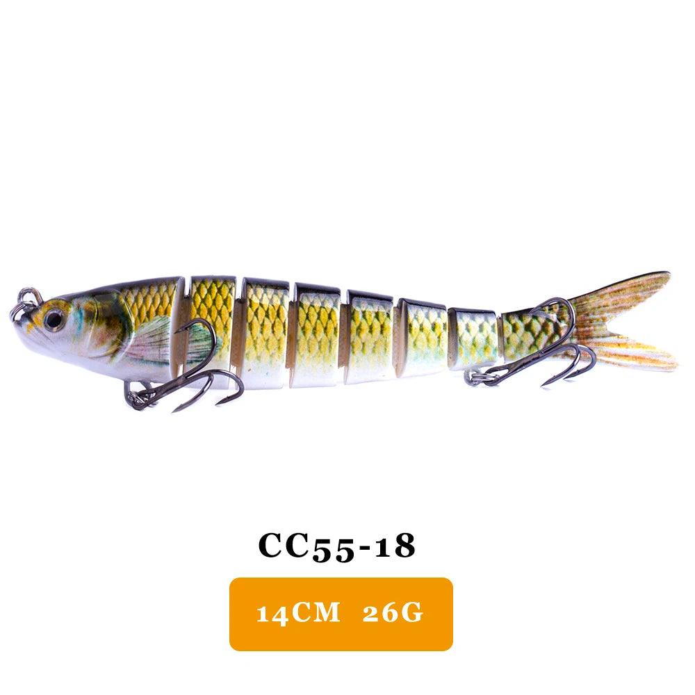 AYWFISH Multi Jointed Swimbait, 14cm, 26g fishing lure with lifelike action for freshwater and saltwater fishing.