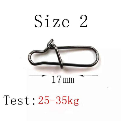 THETIME 100pcs Hooked Snap Pin Stainless Steel Fishing Barrel Swivel Safety Snaps Hook Lure Accessories Connector Snap Pesca - Nex Fisher Hub