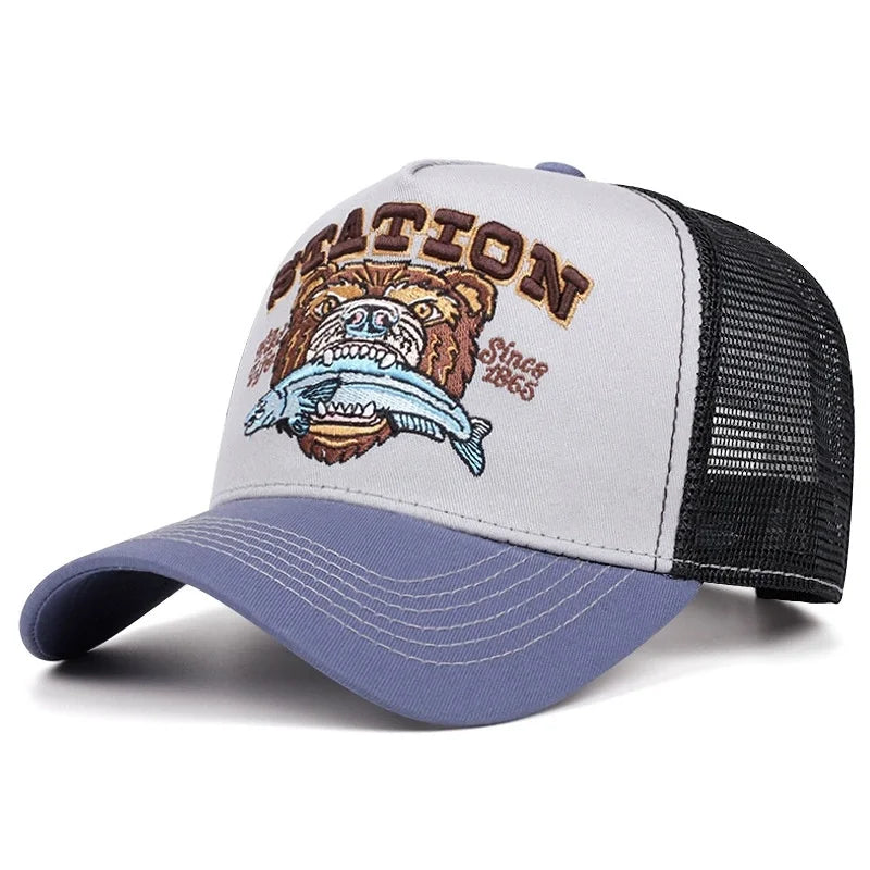 Unisex Summer Fishing Cap Breathable Mesh Trucker Hat Men Women Big Fish Fisherman Sports Snapback Hat Outdoor Cap