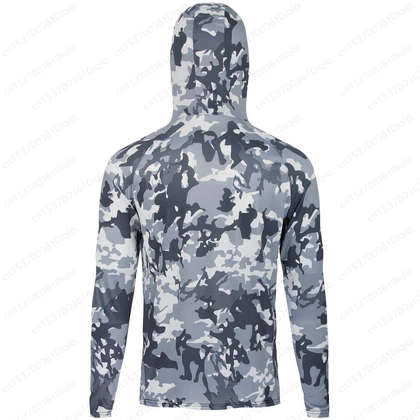 HUK Camouflage Long Sleeve Hooded Fishing Shirt with Mask: UPF 50+ UV Protection for Men