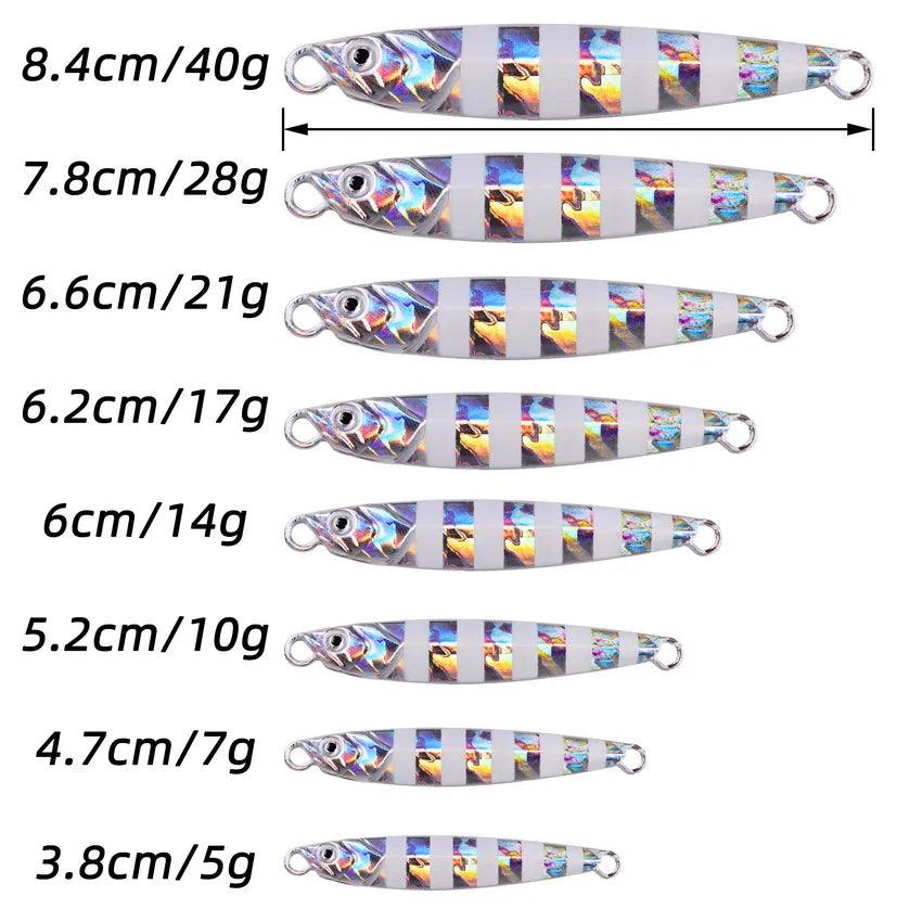 10Pcs Super Quatity Metal Casting Jig 7g-10g-14g-21g-28g-40g Shore Drag Cast Jigging Spoon Fishing Lure Artificial Bait Tackle