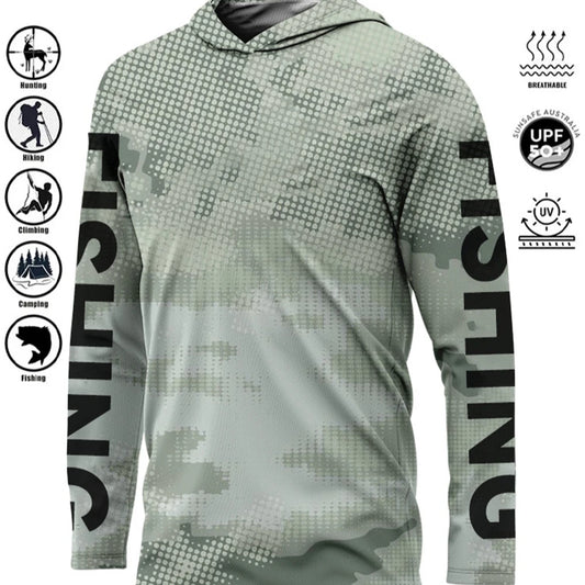 Fishing Shirt Hooded UV Protection Large Size Man Fishing Apparel Tops