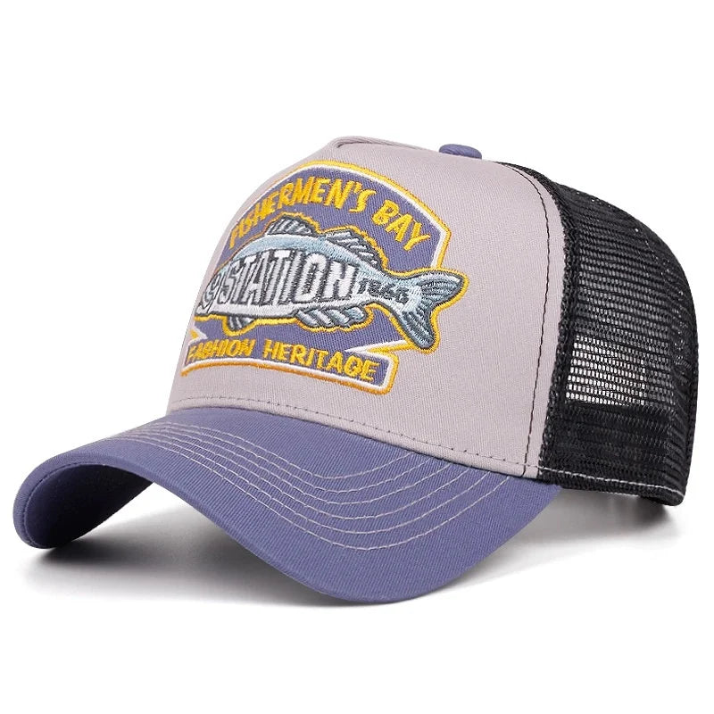 Unisex Summer Fishing Cap Breathable Mesh Trucker Hat Men Women Big Fish Fisherman Sports Snapback Hat Outdoor Cap