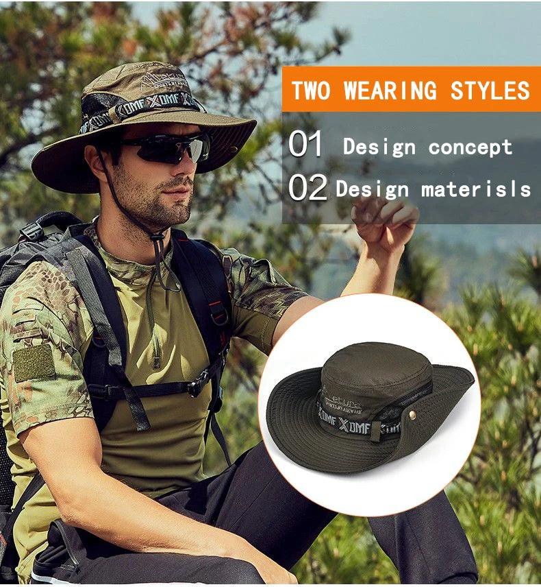 Outdoor Sport Man fisherman hat, sun protection hat brim, suitable for outdoor travel, outdoor fishing - Nex Fisher Hub