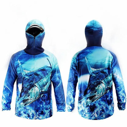 2023 Fishing Shirt Jacket Ice Silk Quick Dry Sports Clothing Sun Anti-uv Breathable Fishing Hooded Clothes - Nex Fisher Hub