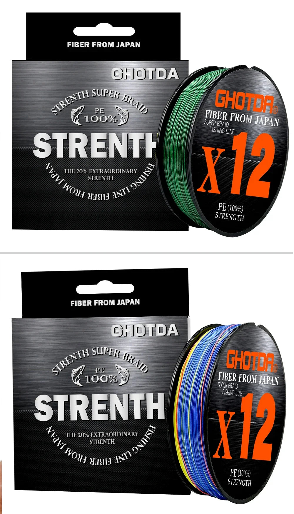 GHOTDA 8/9/12 Strands PE Braided Wire Multifilament Japan Import Fabric  PE Line for Carp Fishing 0.6-8.0# 100M Fishing Line - Nex Fisher Hub