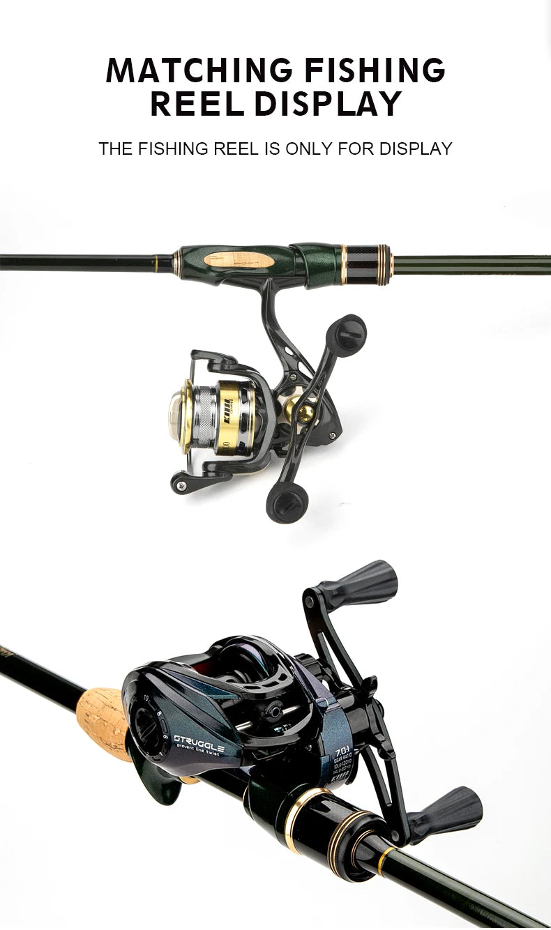 CEMREO Fishing Rod Spinning Casting Carbon 4-5 Sections 1.8m/2.1m/2.4m Portable Travel Rod Nex Fisher Hub