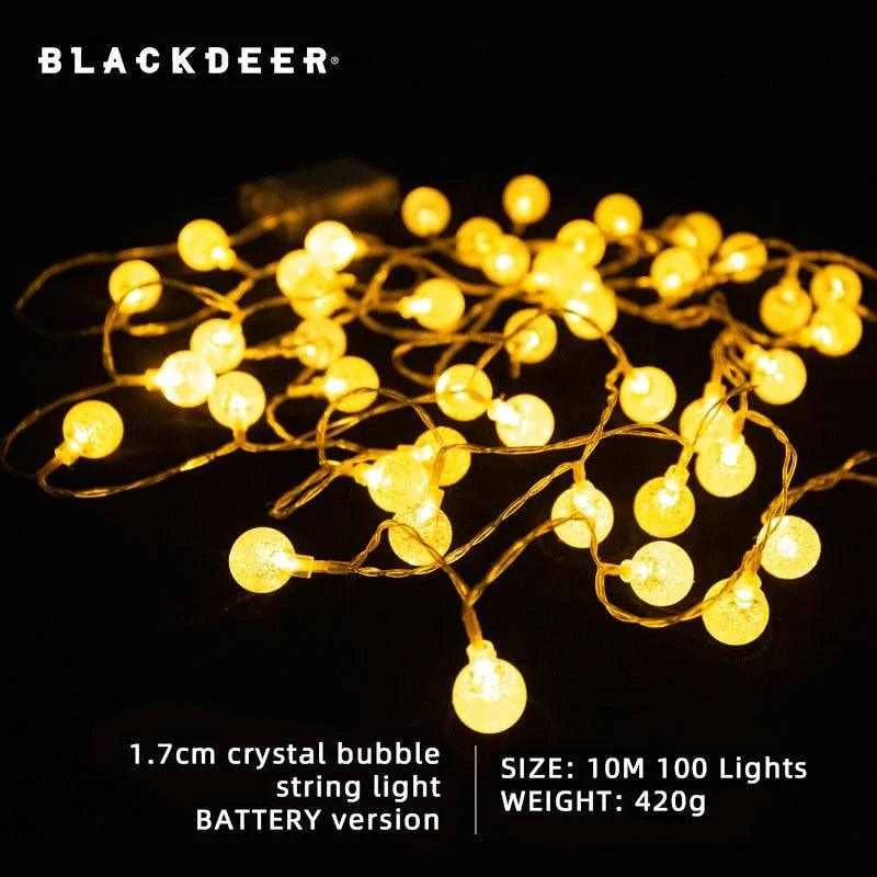 BLACKDEER Solar String Lights Led with 100 glowing globes, eco-friendly outdoor lighting.