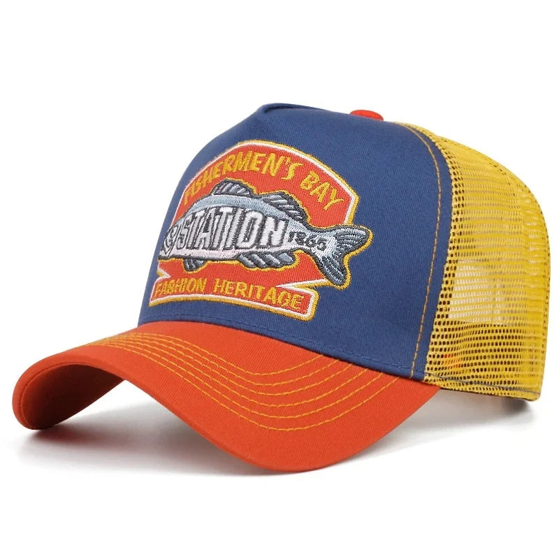 Unisex Summer Fishing Cap Breathable Mesh Trucker Hat Men Women Big Fish Fisherman Sports Snapback Hat Outdoor Cap