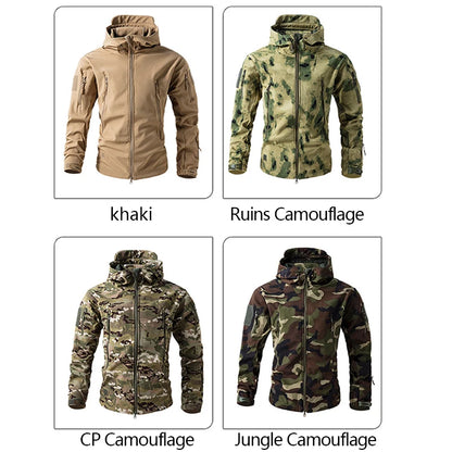 Lurker Shark Skin Soft Shell Tactical Jacket Men Waterproof Fleece Hooded Coat Hunt Clothes Autumn New Outdoor Camouflage Jacket