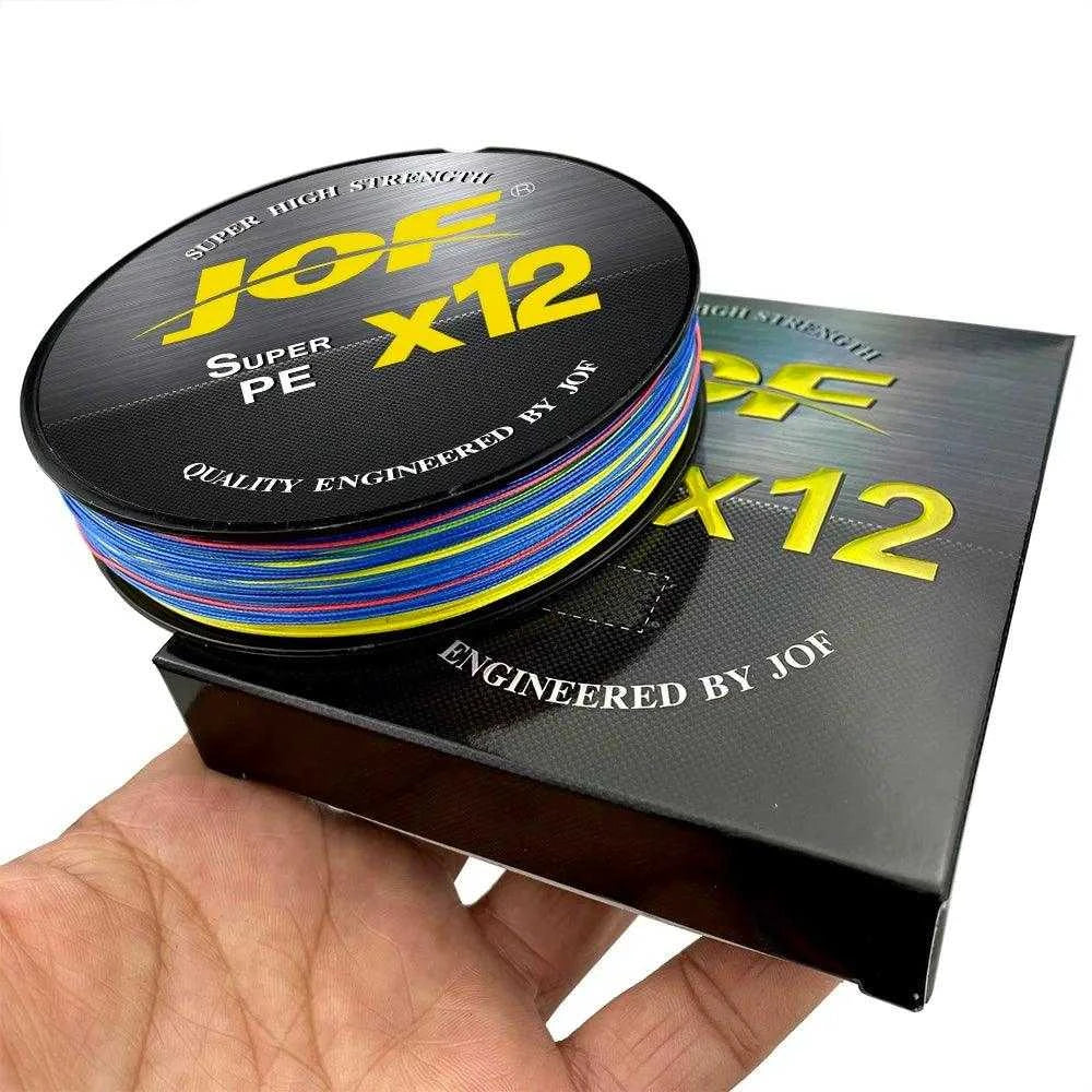 JOF X12 Fishing Line Braided 100m/300m Super Strong Multifilament Fishing Line Carp Fishing 25LB 30LB 39LB 50LB 65LB 77LB 92LB - Nex Fisher Hub