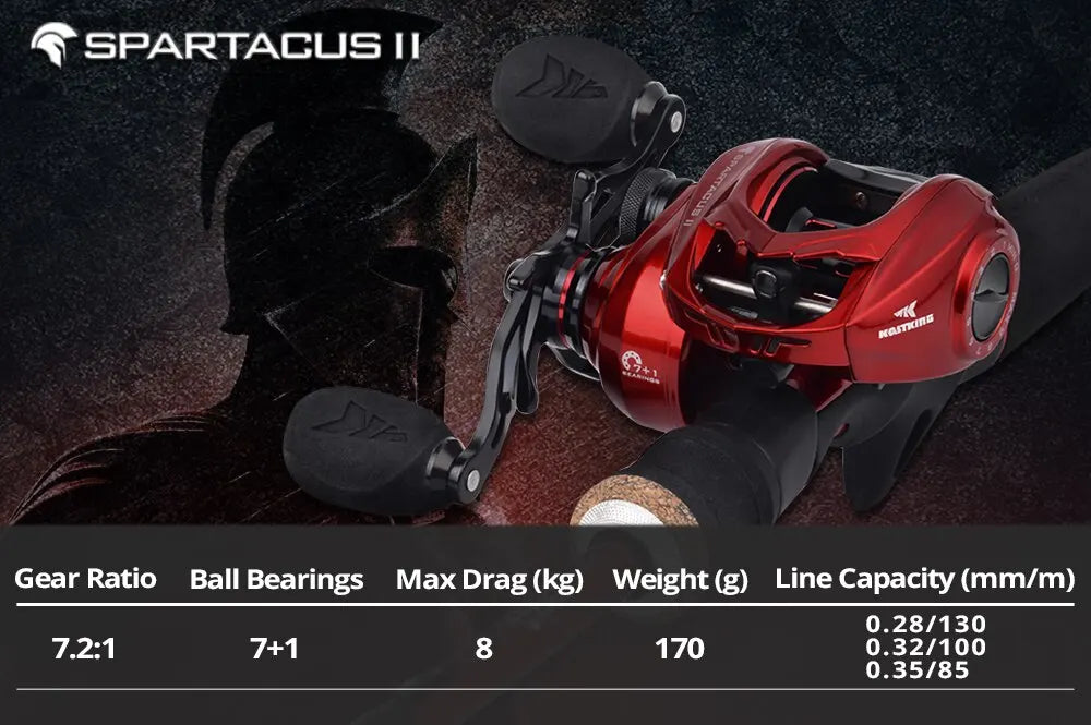 Baitcasting Reel 7.2:1 High Speed 8KG Max Drag 13 Ball Bearings