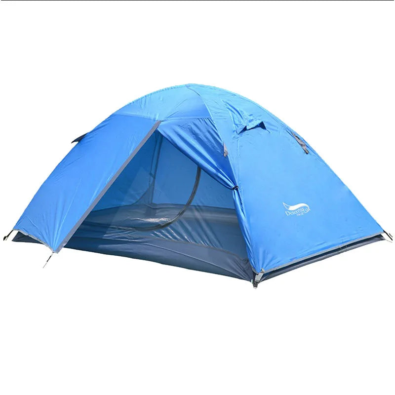 Blue camping tent on a white background