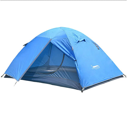 Blue camping tent on a white background