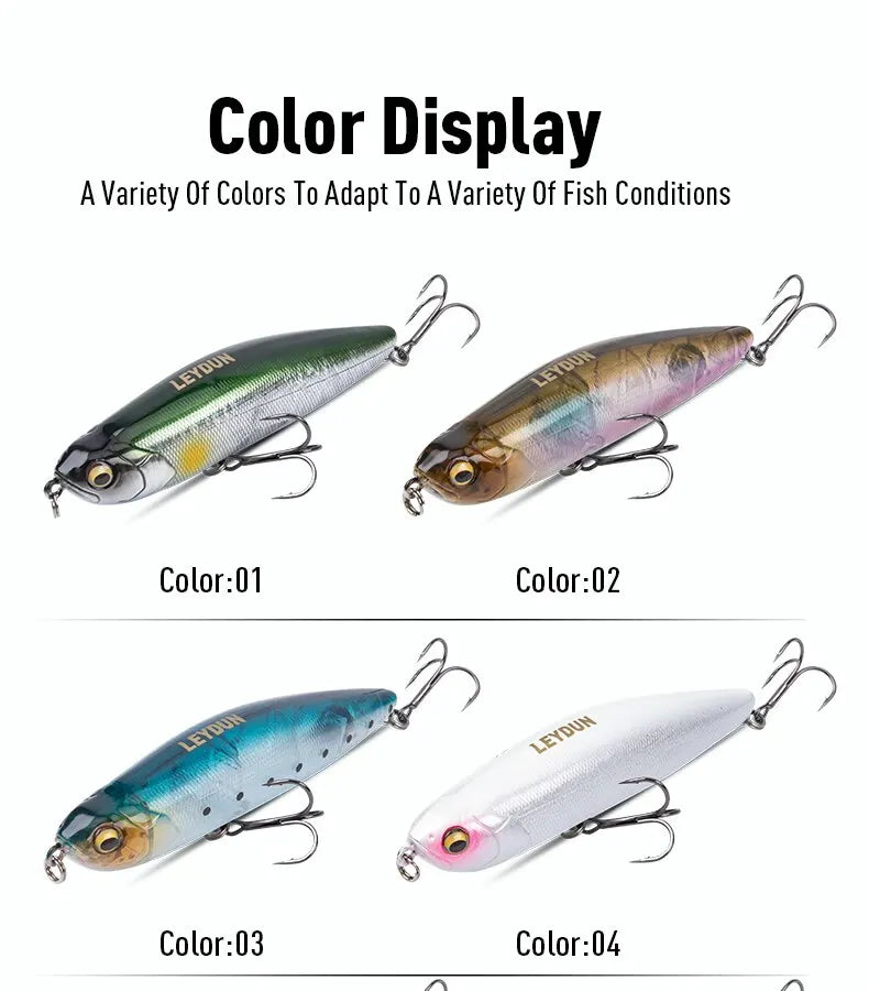 LEYDUN Z-Claw Floating Pencil Lures (2pc): Topwater Walk-the-Dog for Bass And Pike