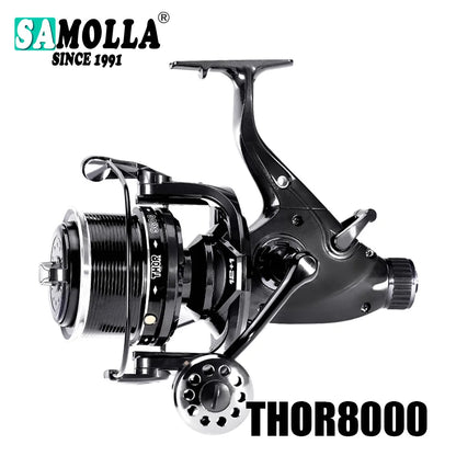 SAMOLLA Max Double Drag Carp Reel: Heavy-Duty Spinning Reel Max Drag 27kg - 12+1BB