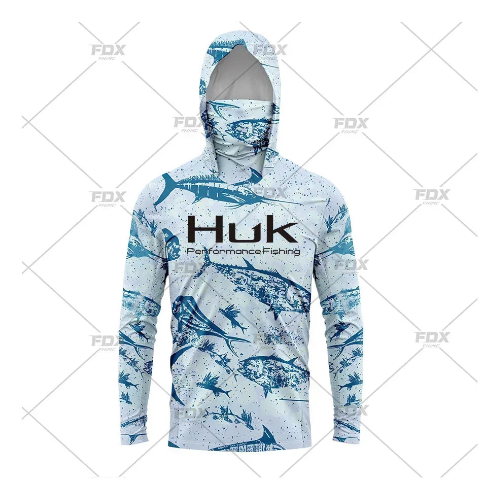 Huk Custom Men's Hooded Shirt: Ultimate Sun Protection for Anglers UPF 50+