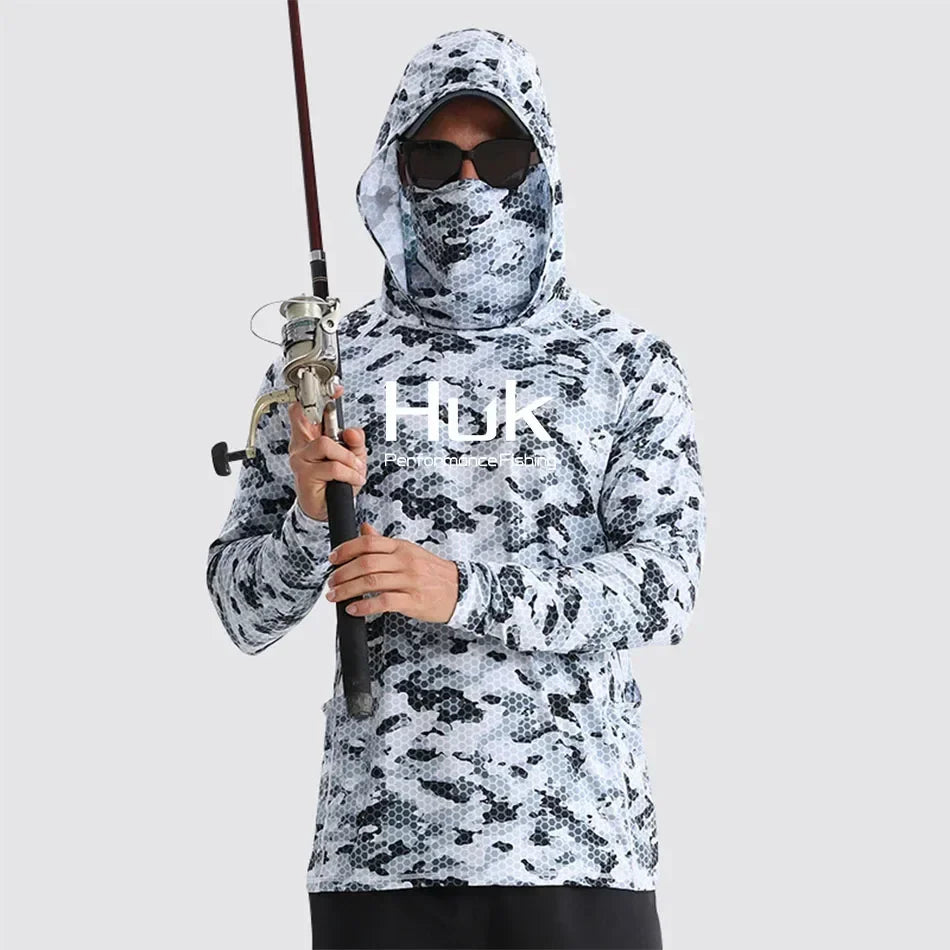 Huk Custom Men's Hooded Shirt: Ultimate Sun Protection for Anglers UPF 50+