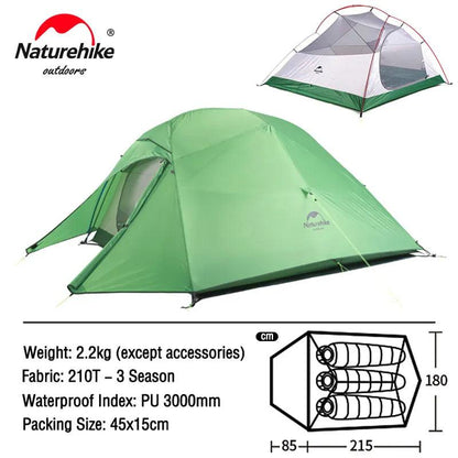 Naturehike Cloud Up 1 2 3 People Tent Ultralight 20D Camping Tent Waterproof Outdoor Hiking Travel Tent Backpacking Cycling Tent - Nex Fisher Hub