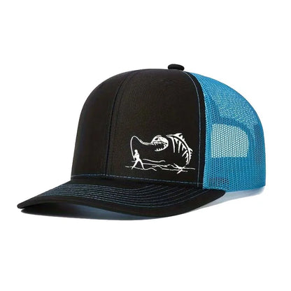 Go Fishing Embroidery Baseball Cap: Adjustable Mesh Sunscreen Hat for All Seasons