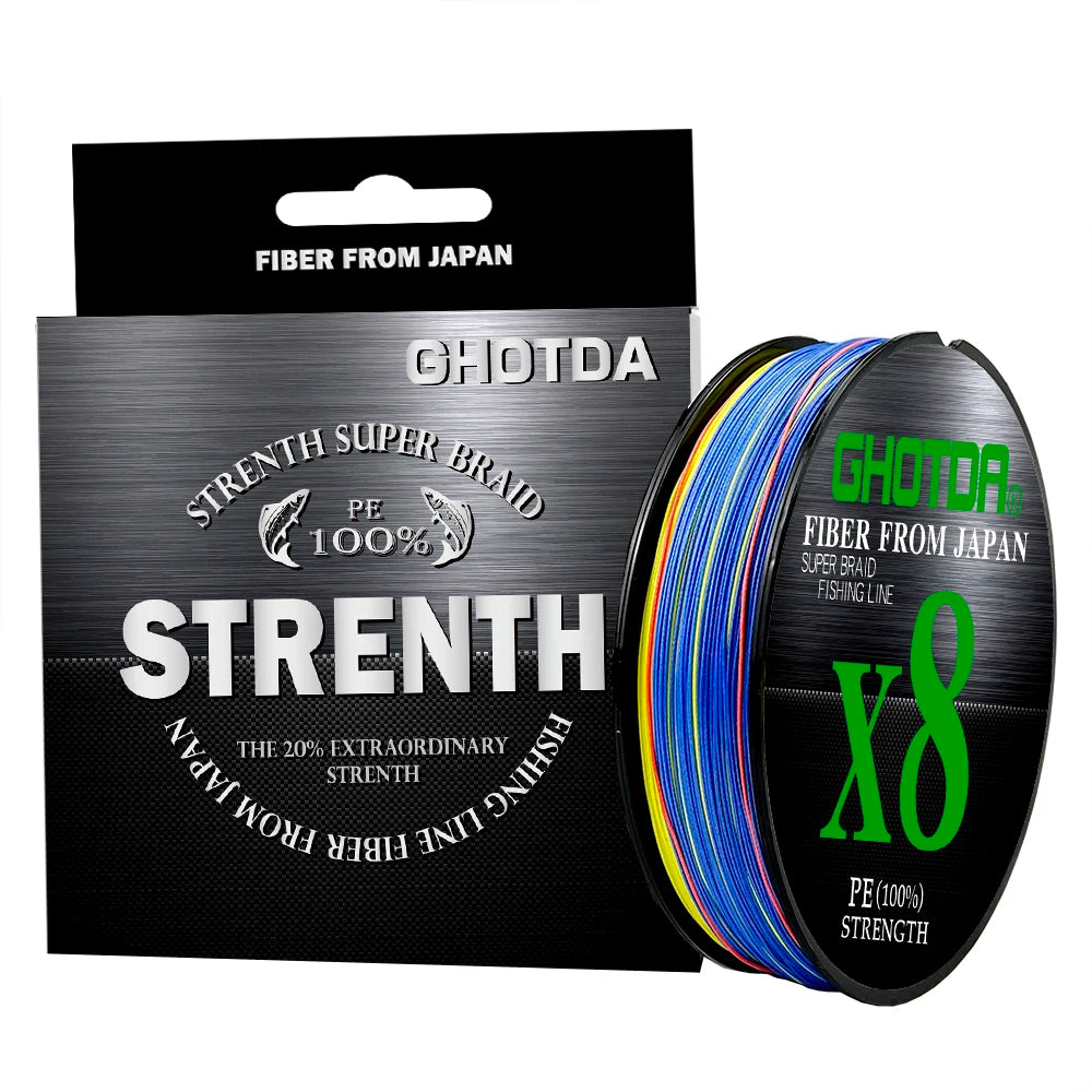 GHOTDA 8/9/12 Strands PE Braided Wire Multifilament Japan Import Fabric  PE Line for Carp Fishing 0.6-8.0# 100M Fishing Line - Nex Fisher Hub