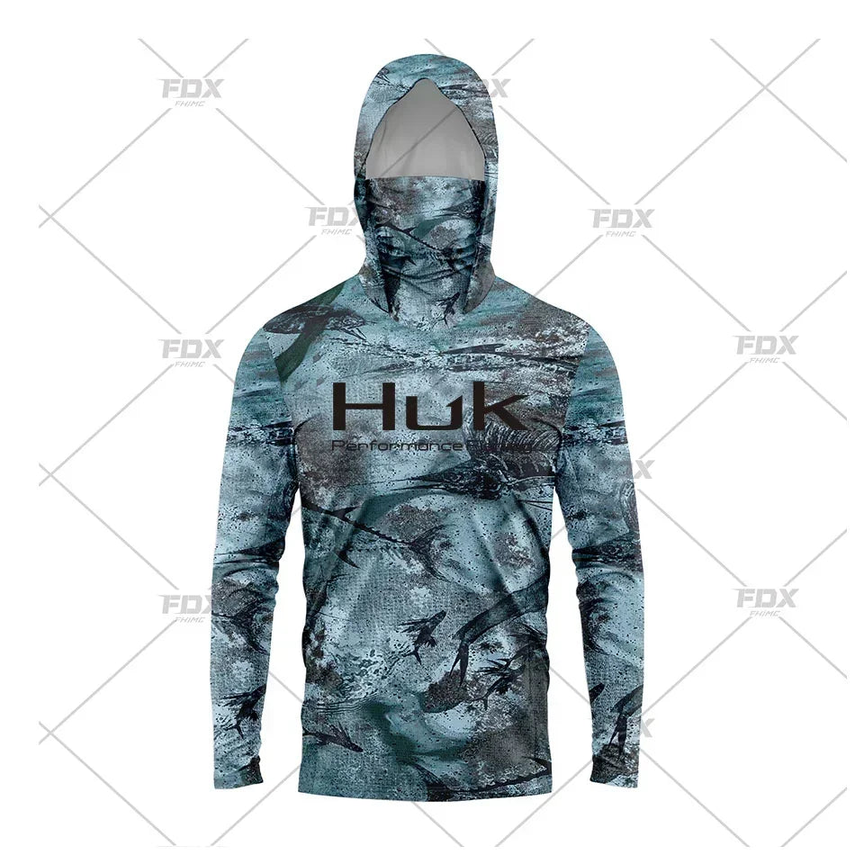 Huk Custom Men's Hooded Shirt: Ultimate Sun Protection for Anglers UPF 50+