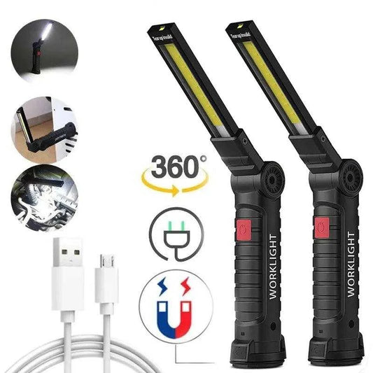 Eoopee LED Work Light with 360-degree rotation, USB charging, and magnetic base for versatile outdoor use.