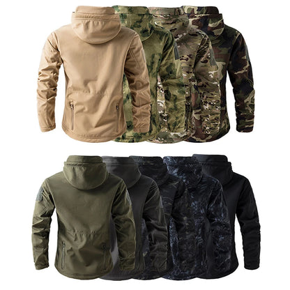 Lurker Shark Skin Soft Shell Tactical Jacket Men Waterproof Fleece Hooded Coat Hunt Clothes Autumn New Outdoor Camouflage Jacket
