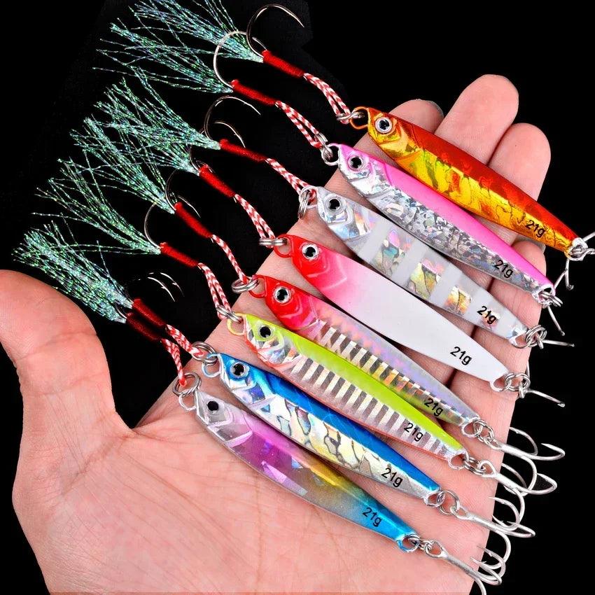 10Pcs Super Quatity Metal Casting Jig 7g-10g-14g-21g-28g-40g Shore Drag Cast Jigging Spoon Fishing Lure Artificial Bait Tackle