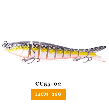 AYWFISH Multi Jointed Swimbait CC55-02, 14cm 26g, lifelike baitfish action, freshwater and saltwater fishing lure.