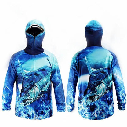 2023 Fishing Shirt Jacket Ice Silk Quick Dry Sports Clothing Sun Anti-uv Breathable Fishing Hooded Clothes - Nex Fisher Hub