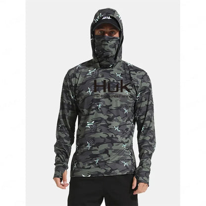 Huk Custom Men's Hooded Shirt: Ultimate Sun Protection for Anglers UPF 50+