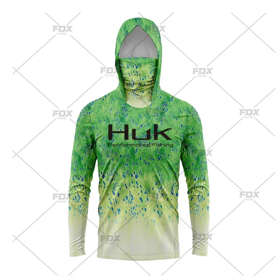 Huk Custom Men's Hooded Shirt: Ultimate Sun Protection for Anglers UPF 50+