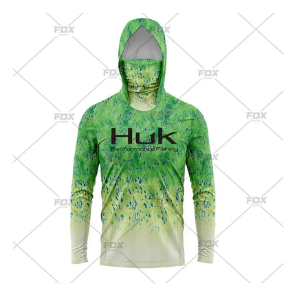 Huk Custom Men's Hooded Shirt: Ultimate Sun Protection for Anglers UPF 50+