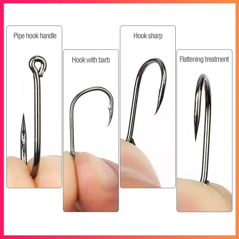 50/10PCS Fishing Hooks Set High Carbon Steel Barbed FishHooks For Saltwater Freshwater Fishing Gear Fishing Accessories - Nex Fisher Hub