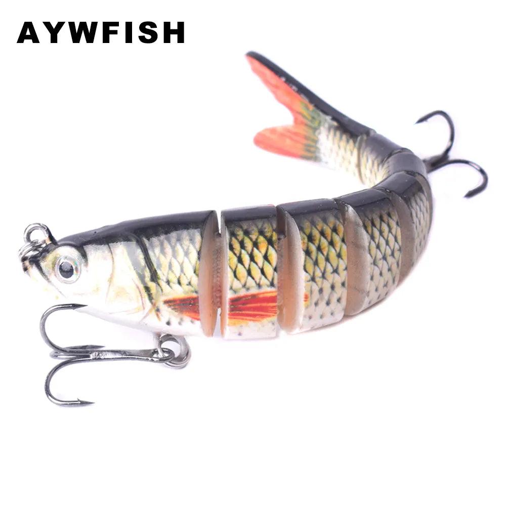 AYWFISH Multi Jointed Swimbait with lifelike multi-jointed body and sharp treble hooks.