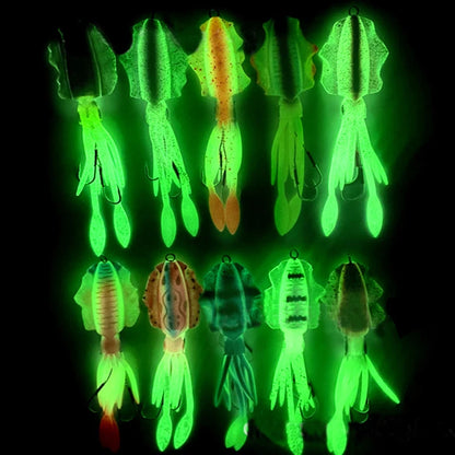 ZUKIBO Soft Squid Bait Luminous and UV-Reactive 60g-2.1 ounces