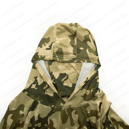 HUK Camouflage Long Sleeve Hooded Fishing Shirt with Mask: UPF 50+ UV Protection for Men