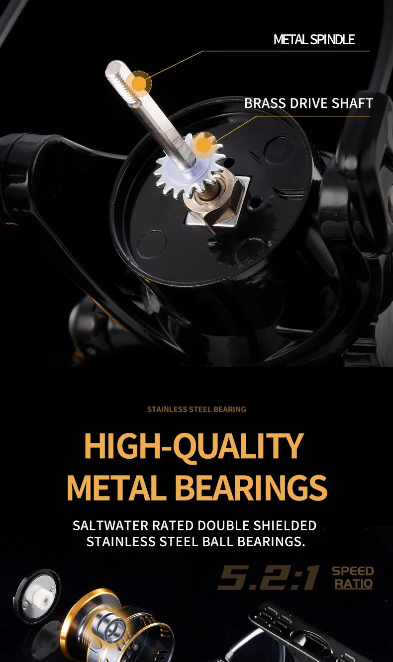 Rooblinos HM NEW Spinning Reel: 10KG Max Drag, High Speed for All Water Types