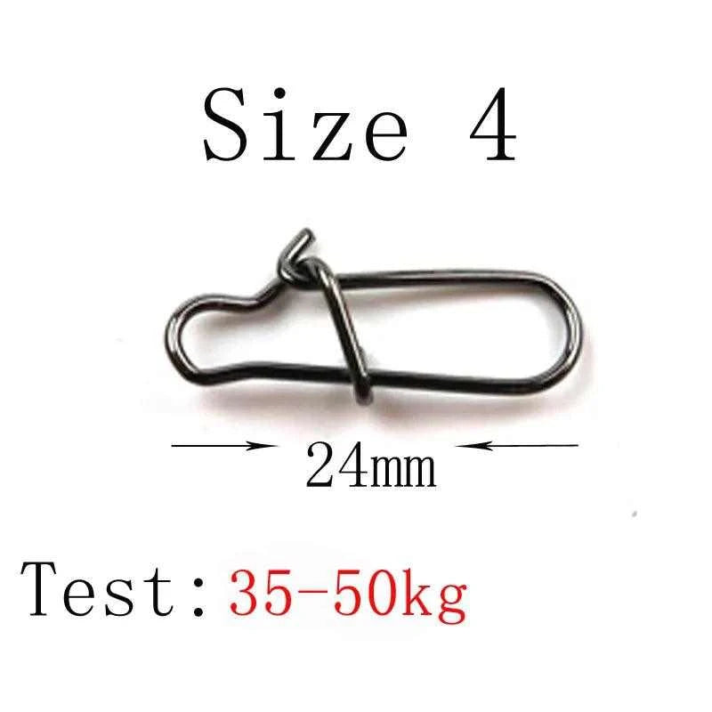 THETIME 100pcs Hooked Snap Pin Stainless Steel Fishing Barrel Swivel Safety Snaps Hook Lure Accessories Connector Snap Pesca - Nex Fisher Hub