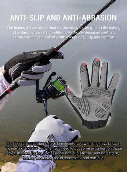 Noeby Fishing Gloves UPF50+ Sun UV Protection Quick-drying Anti-slip Outdoor Kayaking Cycling Fishing Protection Sports Gloves Nex Fisher Hub