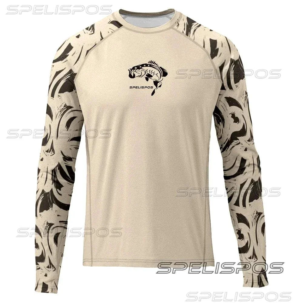 Men's long-sleeve fishing shirt with UPF 50+ sun protection and stylish design.