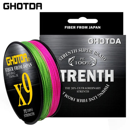 GHOTDA 8/9/12 Strands PE Braided Wire Multifilament Japan Import Fabric  PE Line for Carp Fishing 0.6-8.0# 100M Fishing Line - Nex Fisher Hub