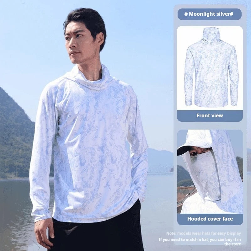 Unisex Ice Silk Lightweight Sun Protection Hoodie: Quick-Dry Cooling Jersey
