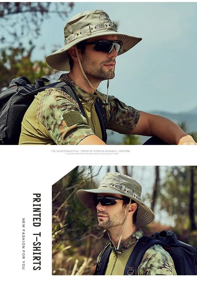Outdoor Sport Man fisherman hat, sun protection hat brim, suitable for outdoor travel, outdoor fishing - Nex Fisher Hub