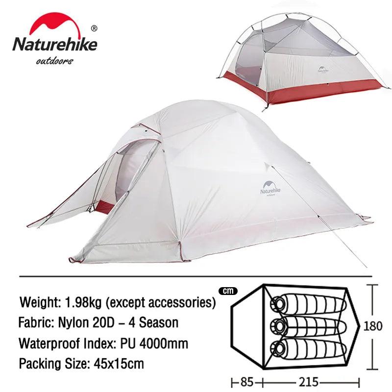 Naturehike Cloud Up 1 2 3 People Tent Ultralight 20D Camping Tent Waterproof Outdoor Hiking Travel Tent Backpacking Cycling Tent - Nex Fisher Hub