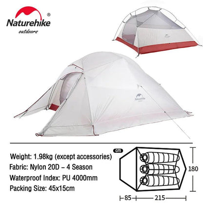 Naturehike Cloud Up 1 2 3 People Tent Ultralight 20D Camping Tent Waterproof Outdoor Hiking Travel Tent Backpacking Cycling Tent - Nex Fisher Hub