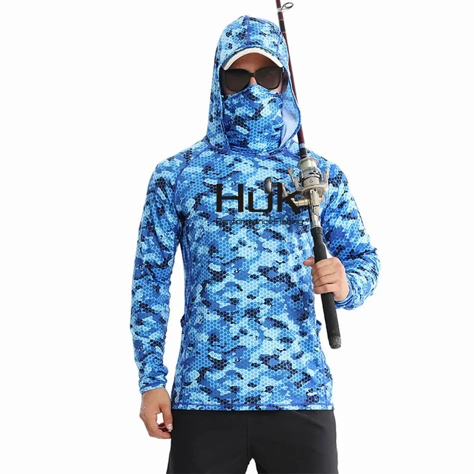 Huk Custom Men's Hooded Shirt: Ultimate Sun Protection for Anglers UPF 50+