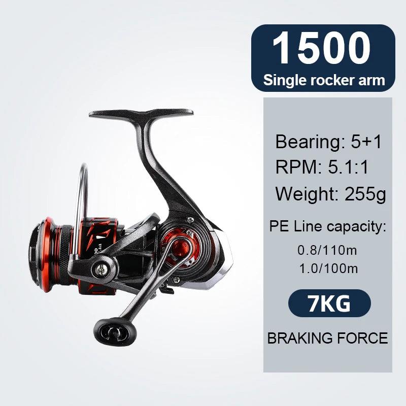 BEARKING brand New arrival Fishing Reel Spinning 800 1500 2500  5+1BB 5.1:1 Max Drag 9KG Water-Proof Reels - Nex Fisher Hub