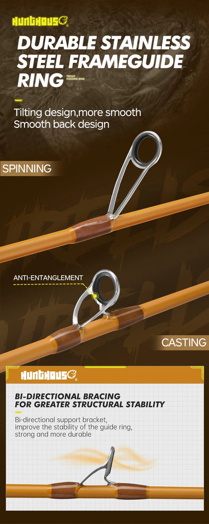 Hunthouse UL Trout Fishing Rod Spinning Casting Ultra Light Lure 2 Sections